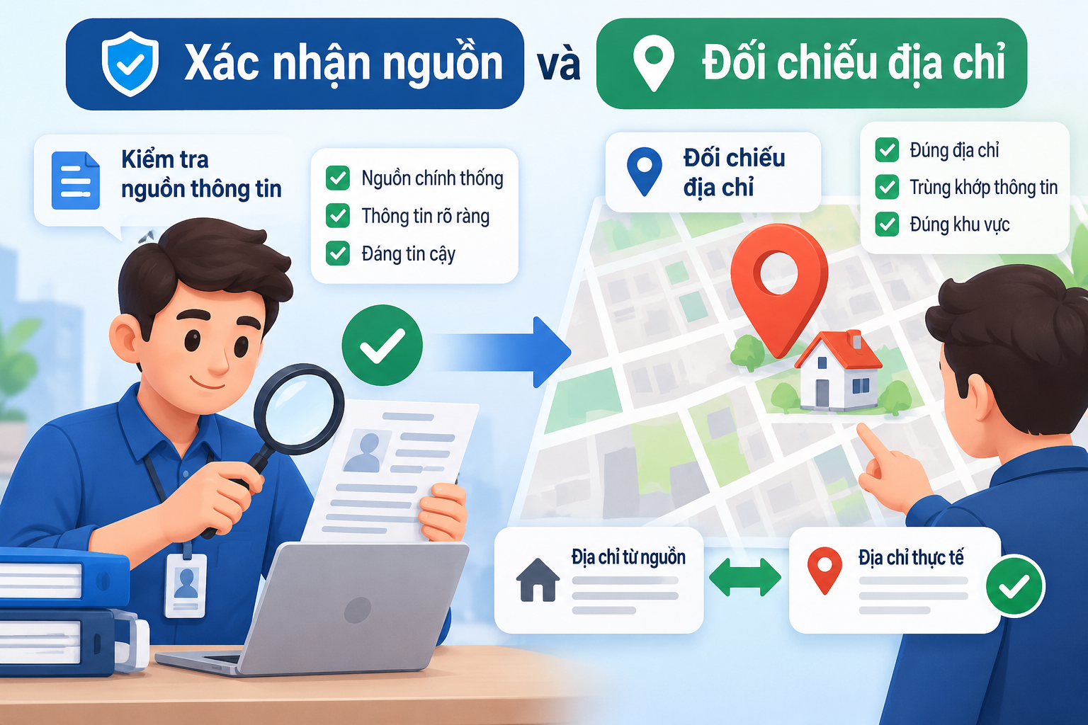 Xác nhận nguồn và đối chiếu địa chỉ